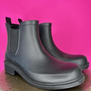 Madewell Black Rubber Lug Sole Chelsea Rain Boot US 7